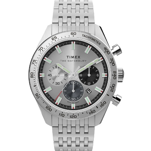 Timex Waterbury Silver-Tone Round Dial Analog Men's Watch 41mm TW2Y18700UJ