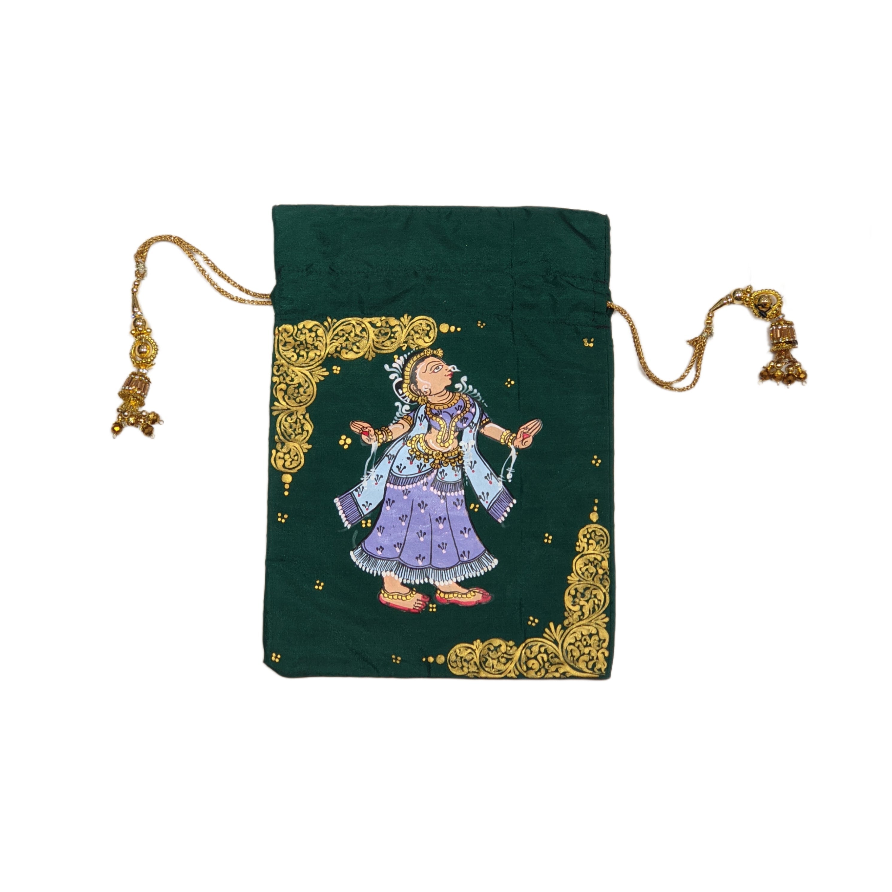 IndianVillèz Green Nartaki Pattachitra Potli Bag - view 2