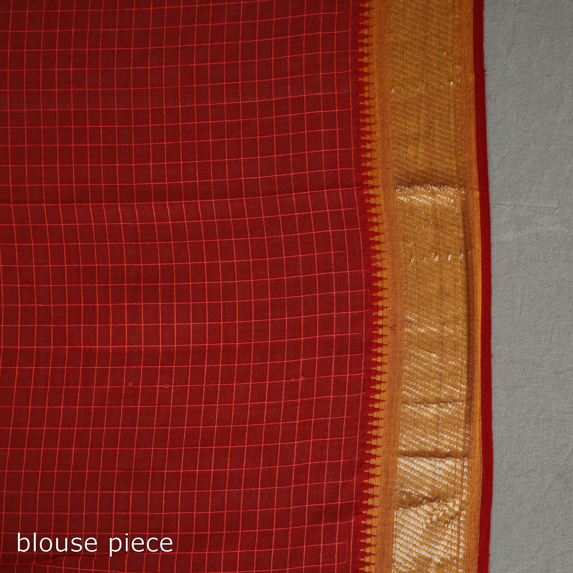 CREYO Checks Zari Dobby Cotton Handloom Saree 26 - view 7