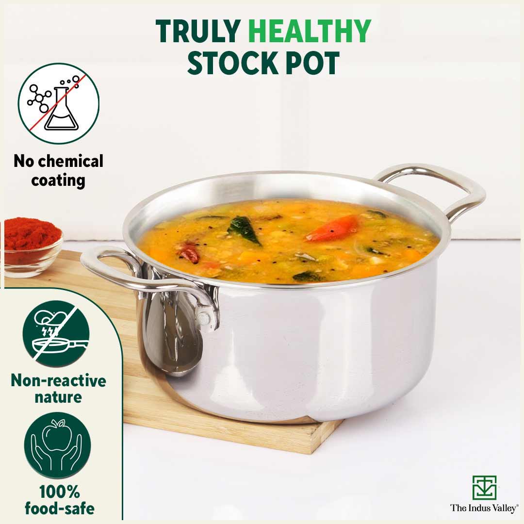 The Indus Valley TurboCuk Tri-ply Stainless Steel Casserole/ Cooking Pot/ Sauce Pot+ Steel Lid, Premium Quality, 3 Layer Thick Body, 100% Toxin-free, - view 4