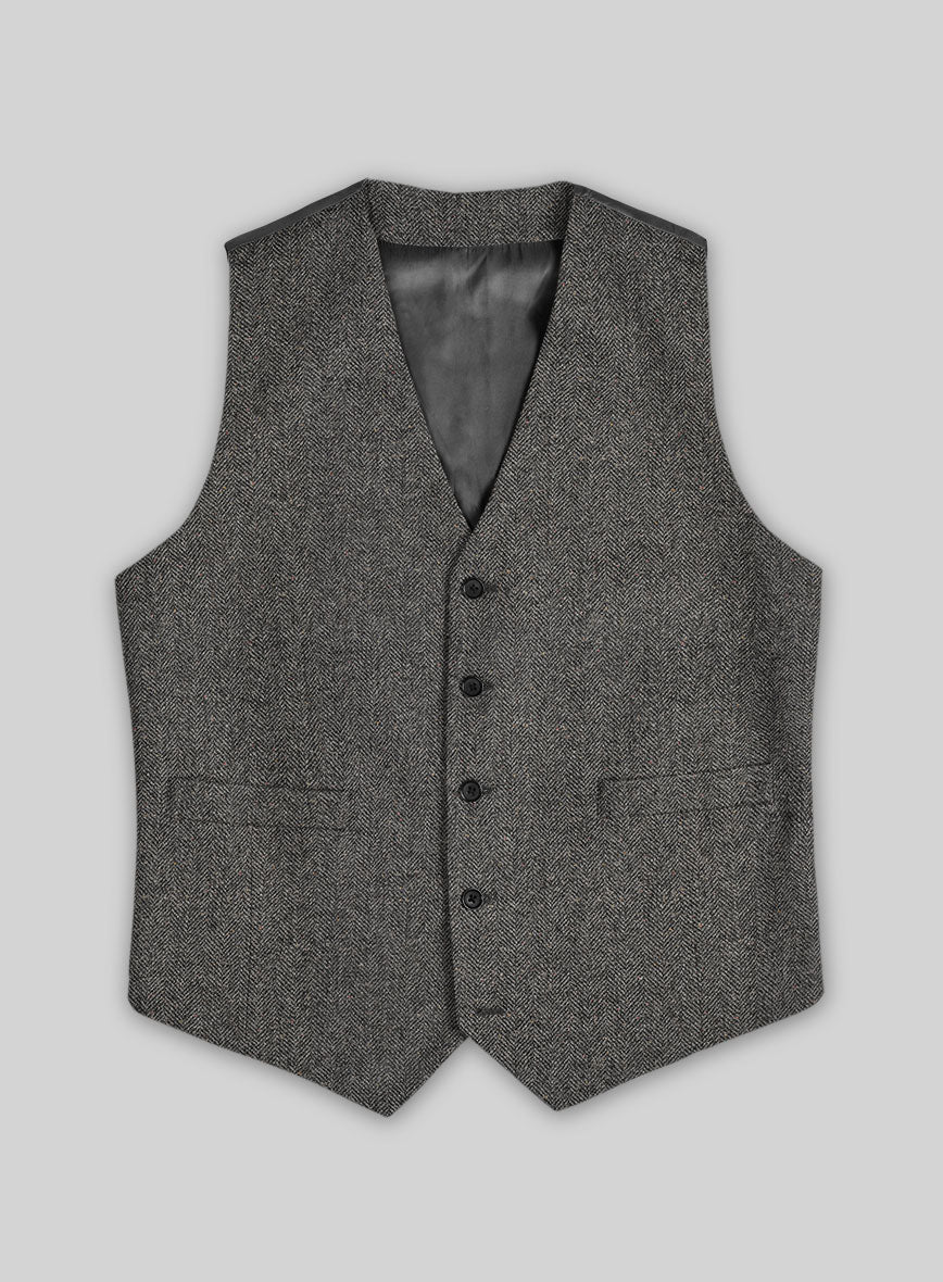 StudioSuits Gray Herringbone Flecks Donegal Tweed Waist Coat