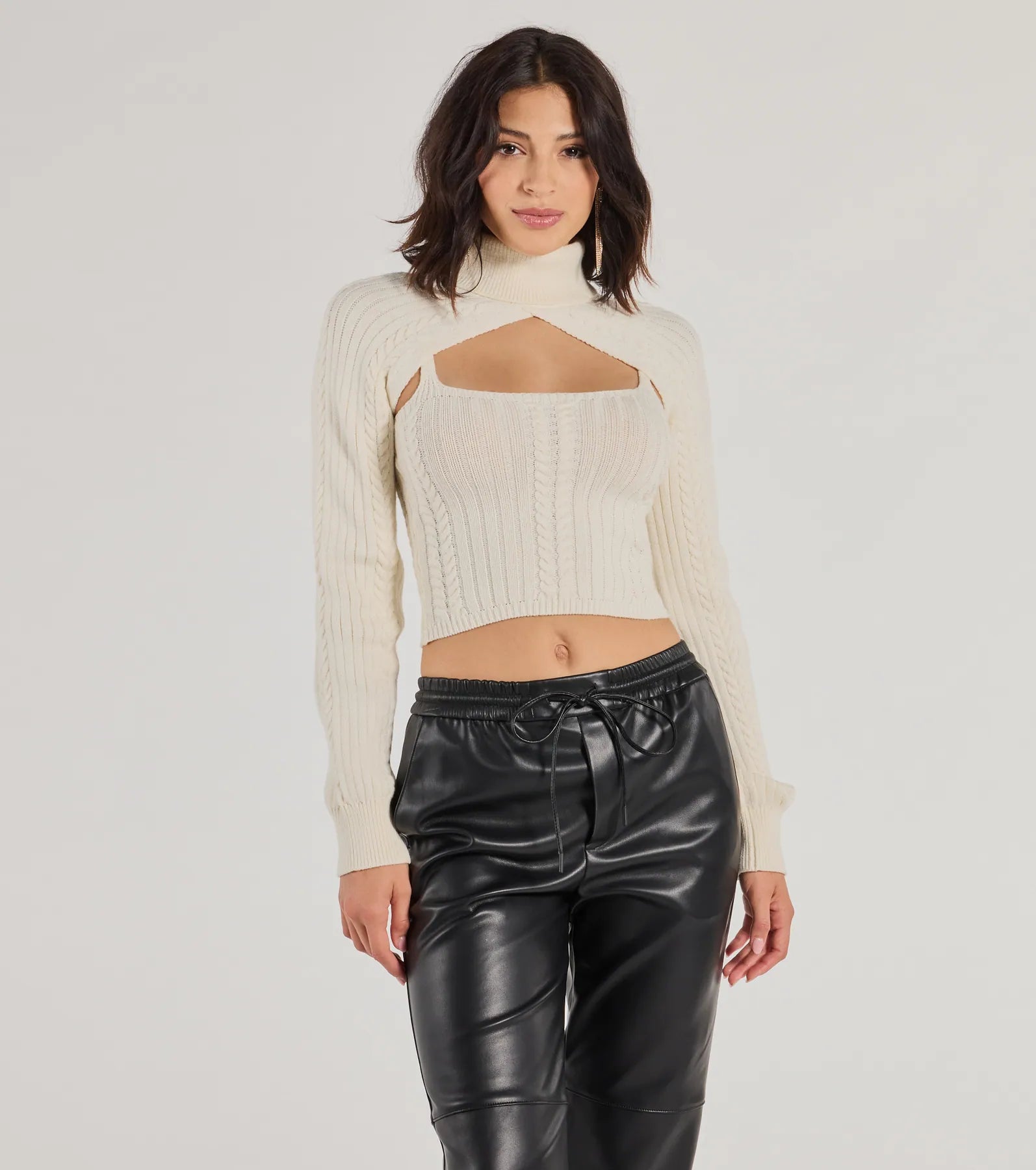 Windsor Cozy Casual Cable Knit Cropped Tank Top