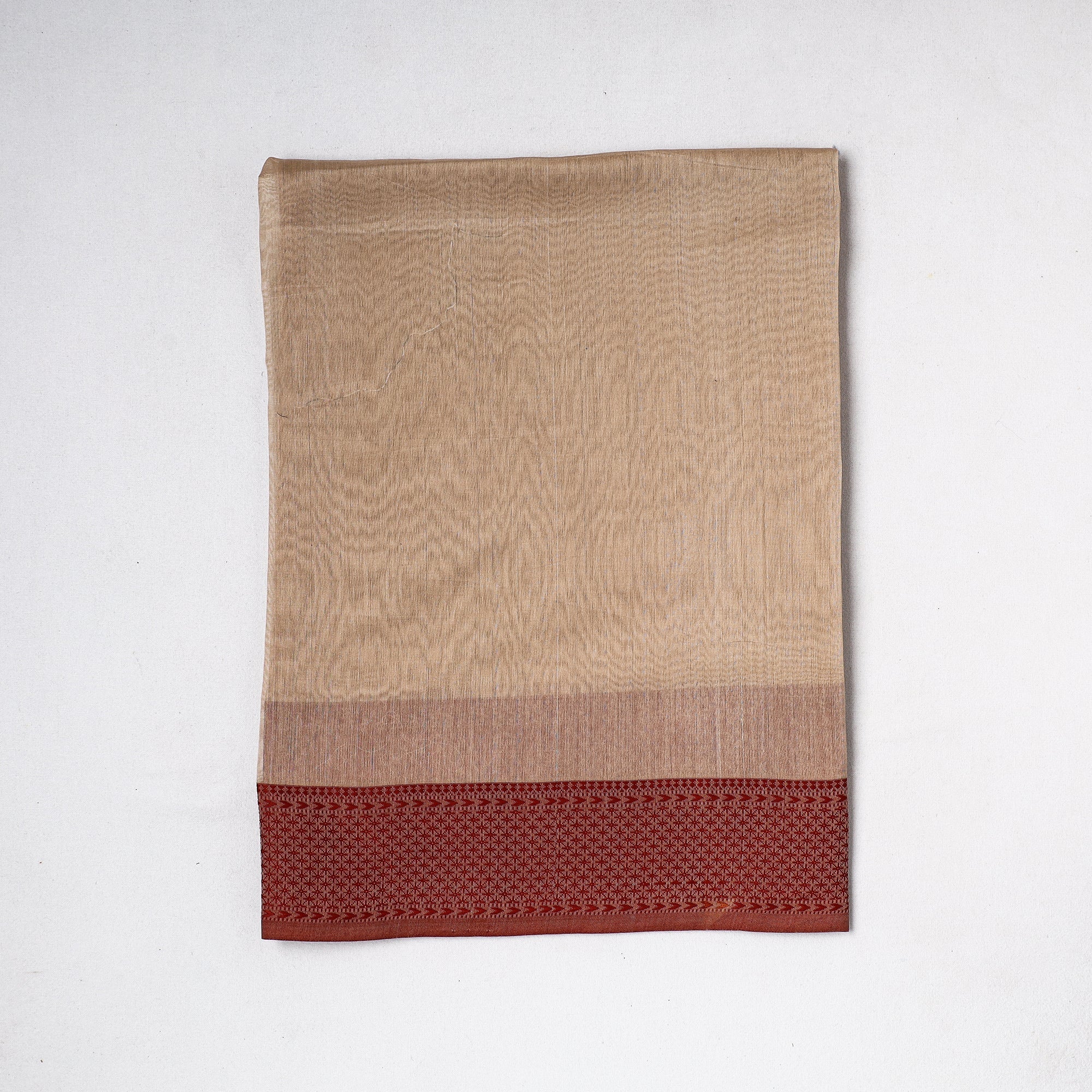 CHANDERI BY RAUPH KHAN Beige - Traditional Chanderi Silk Handloom Precut Fabric (1.1 meter)