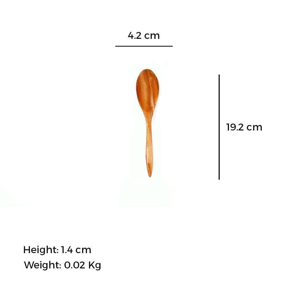 The Indus Valley Neem Wood Serving Spoon - Set of 6 - Oval | 17 cm - view 3