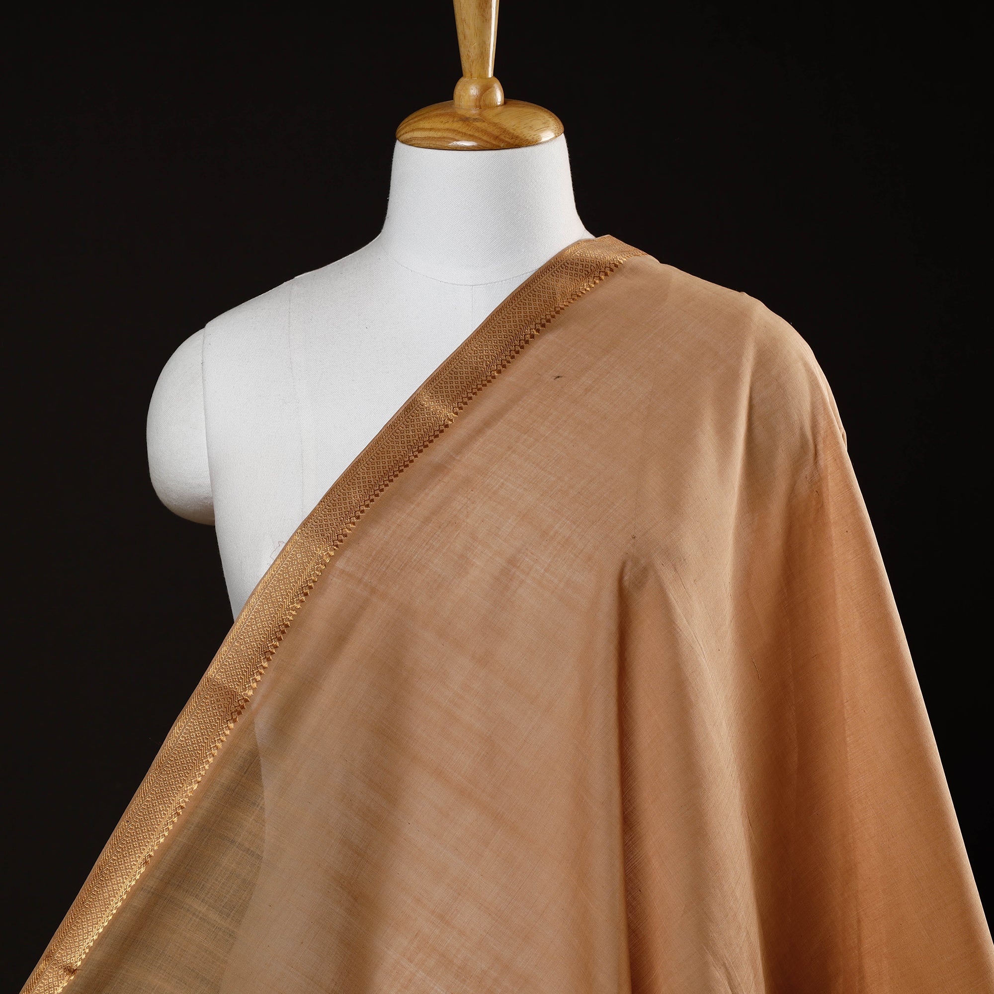 SOUTH KARGHA Brown - Mangalagiri Handloom Cotton Nizam Zari Border Fabric