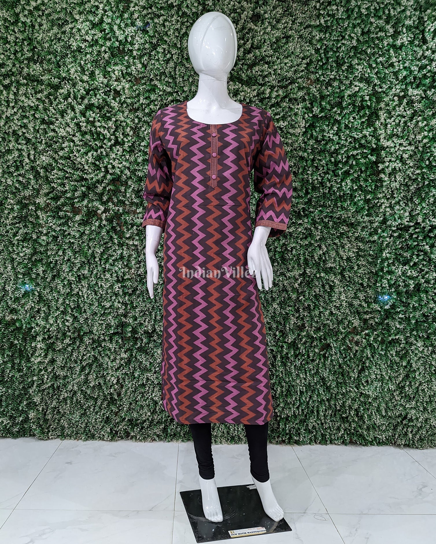 IndianVillèz Multi Colored Cotton Block Printed Kurti for Women