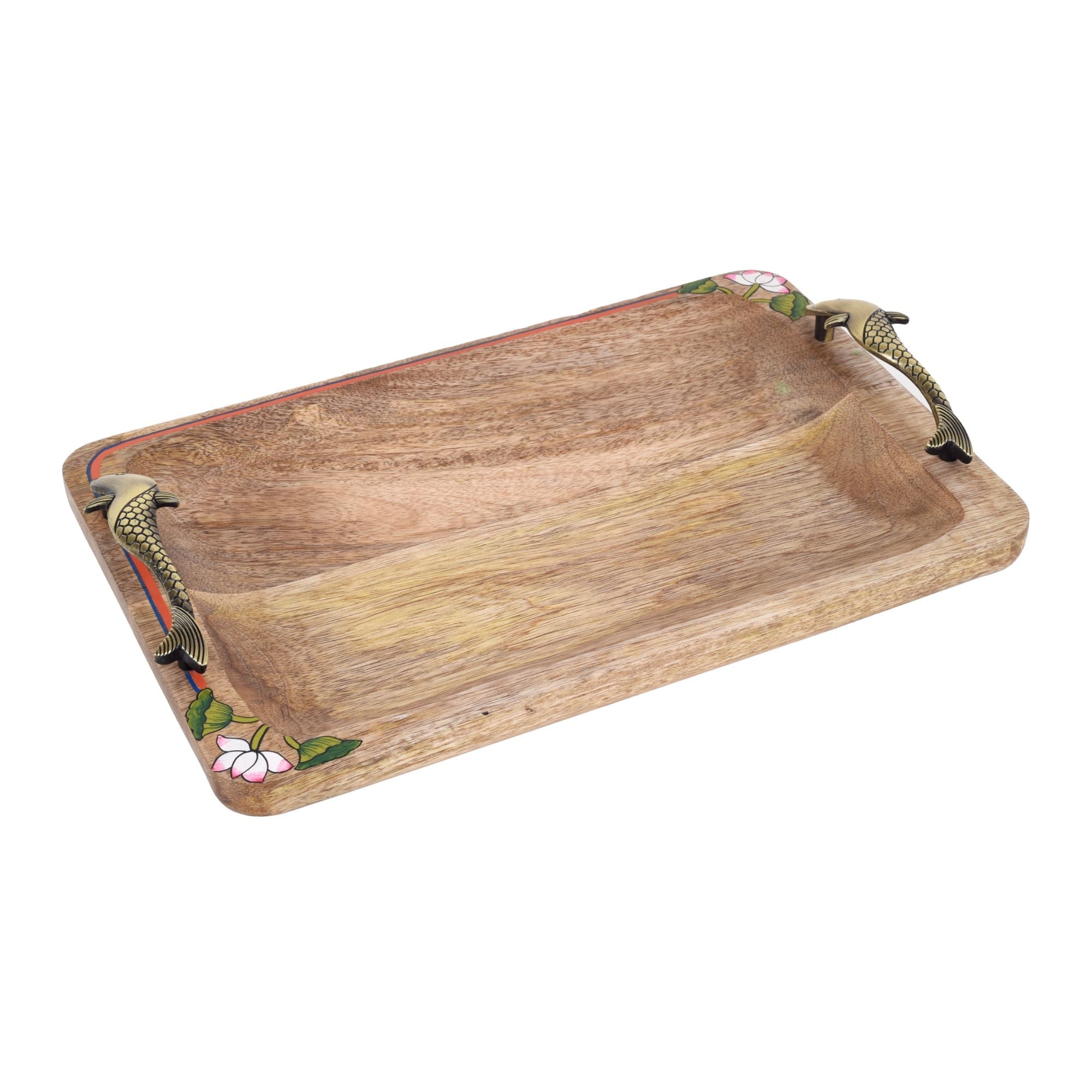 ART CREATIONS BY SUMAN SONTHALIA Brown - Pichhwai Iteha Rectangular Serving Tray (14x9x2)