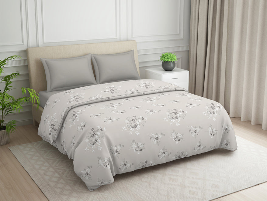 Spaces India Floral Grey Polycotton Quilt Double Harmony - By Welspun - view 2