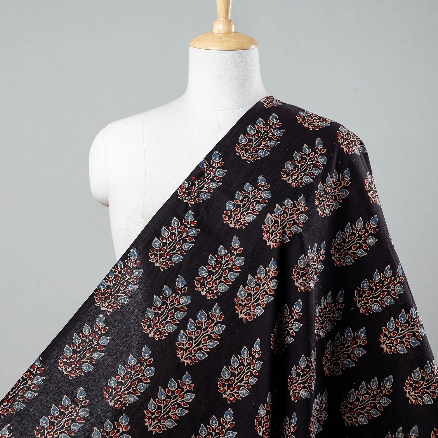 KACHCHH JI CHHAAP Black - Ajrakh Hand Block Printed Cotton Fabric 01