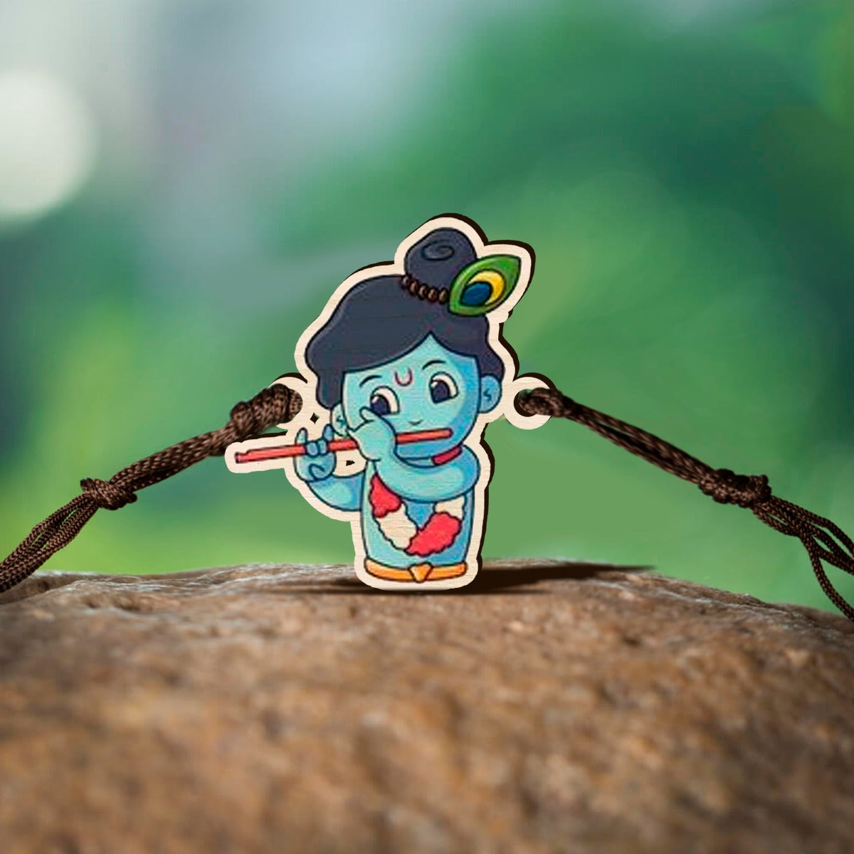 Bigsmall_cc Krishna Wooden Beautiful Rakhi