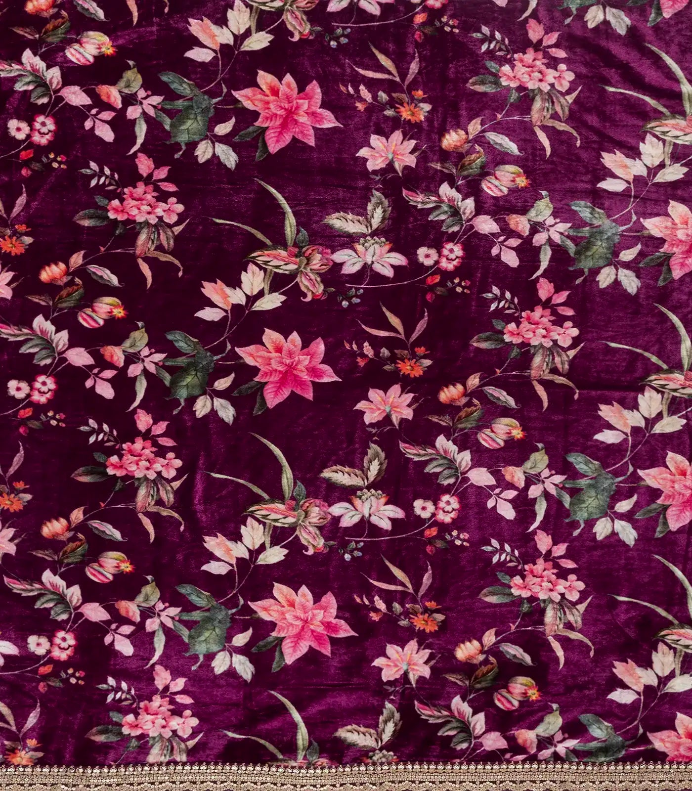 RmKV Burgundy Woven Plain Satin Saree With Embroidered Border - view 6