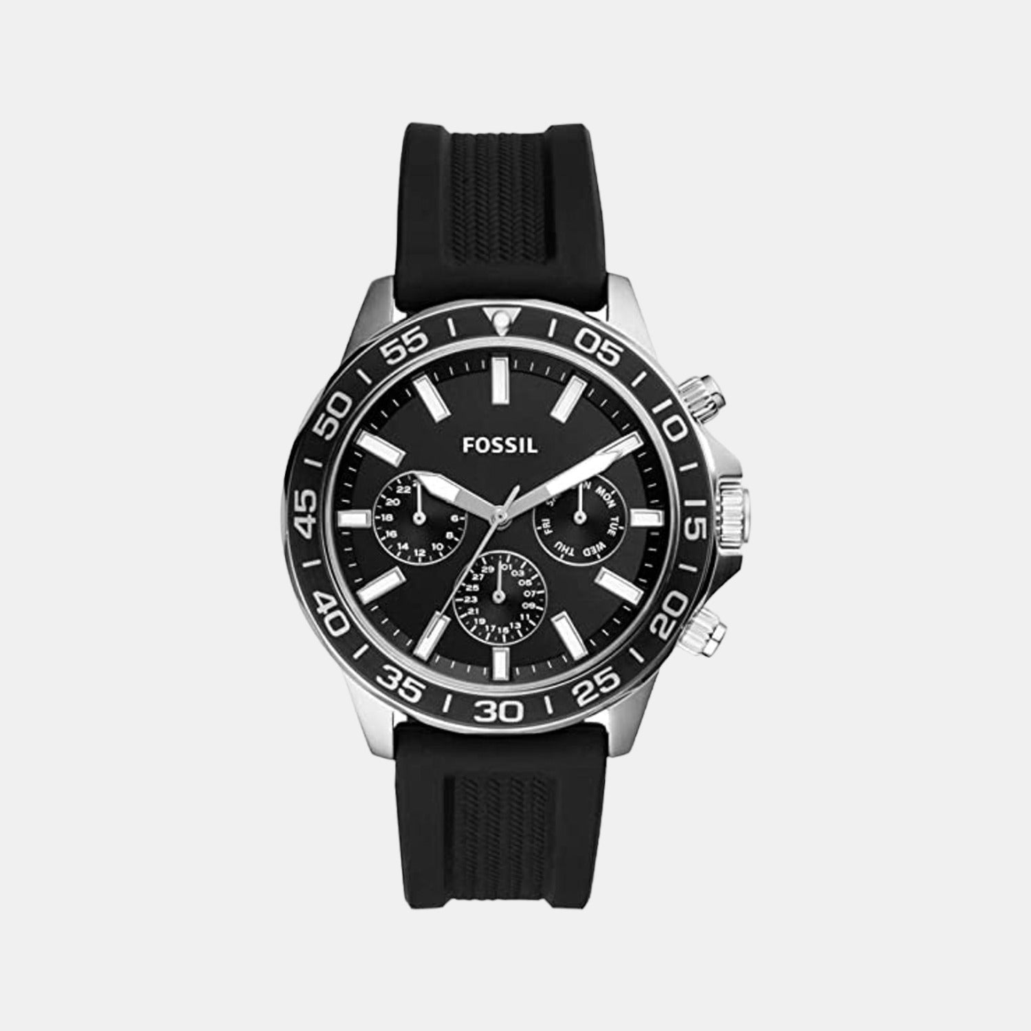 Fossil Bannon Men Quartz Black Dial Multi-Function Silicone Watch BQ2494