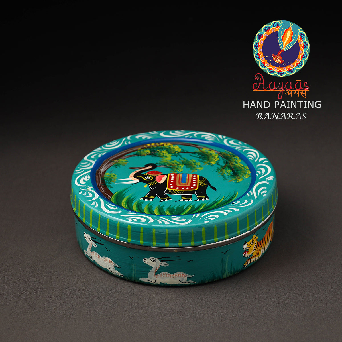 AAYAAS Banaras Handpainted Stainless Steel Roti Box 02