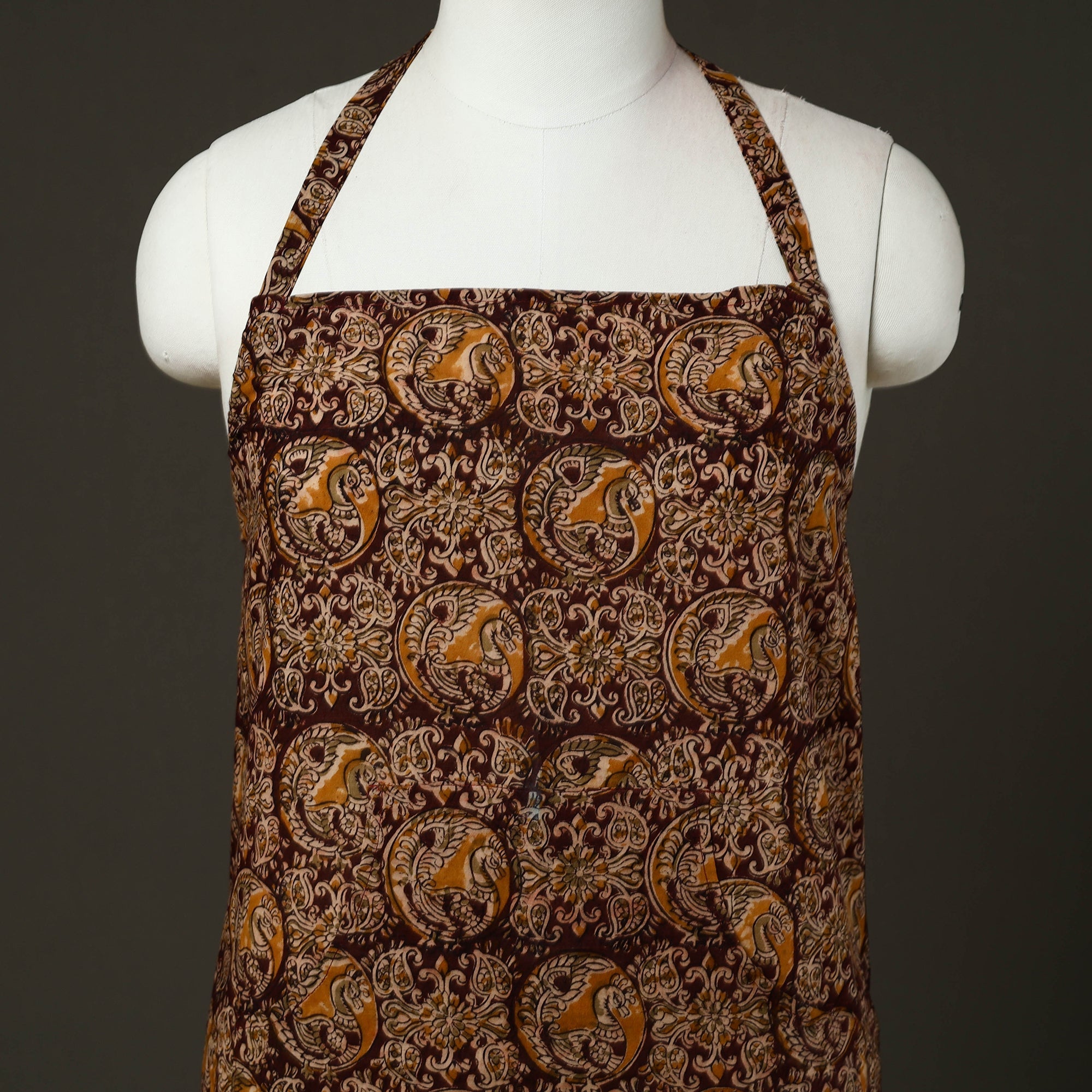 JALPARI Brown - Kalamkari Block Print Cotton Apron with Pocket 54 - view 3