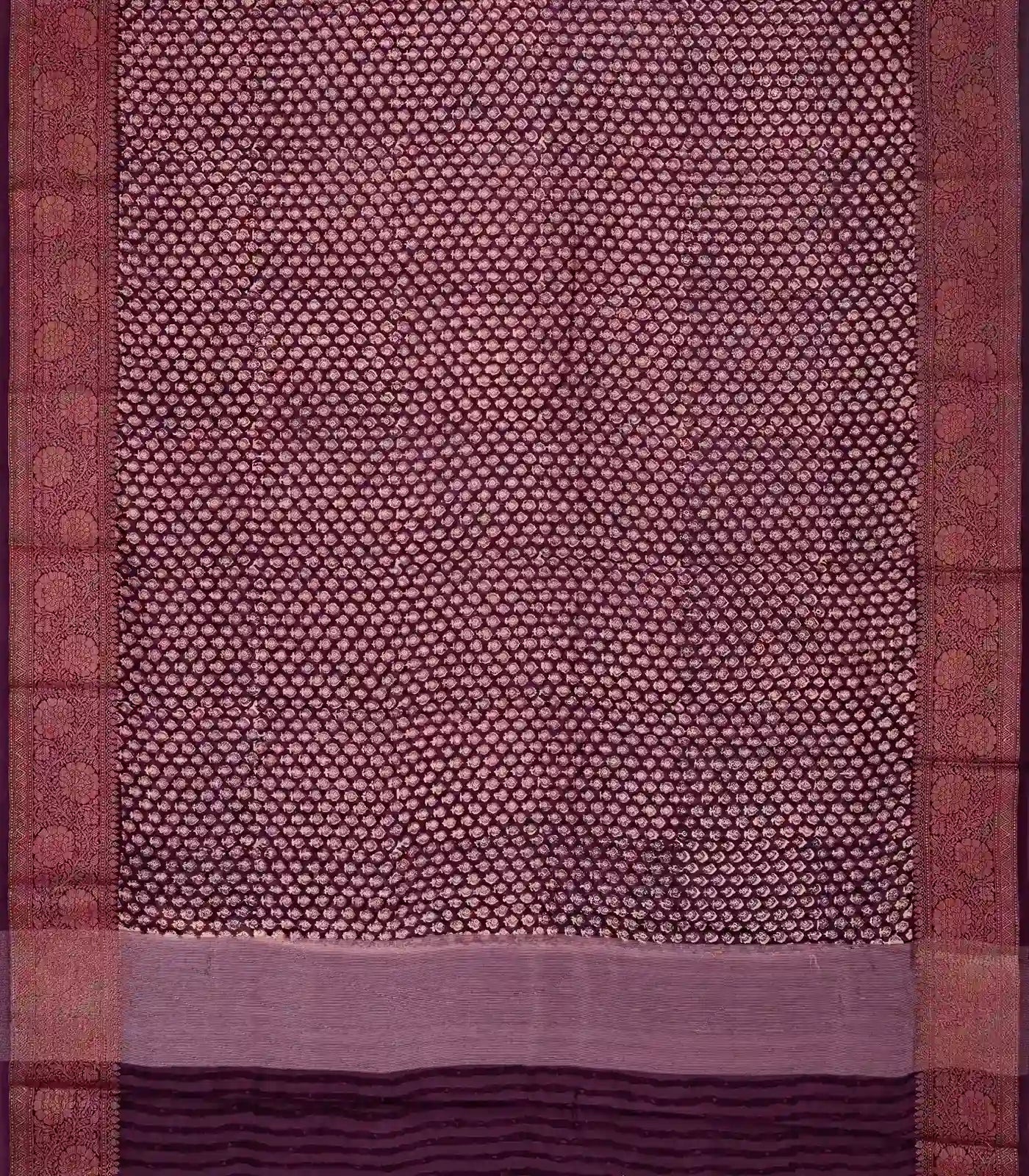 RmKV Burgundy Woven Chanderi Cotton Saree With Printed Small Motifs - view 2