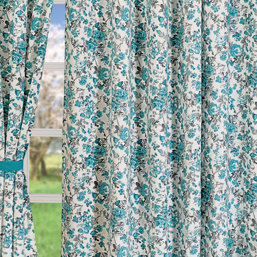 Swayam India Blue Rose Printed Curtains-2711 - view 4