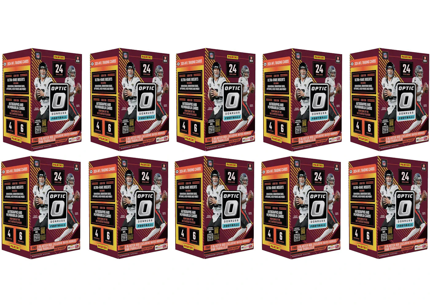 2024 Panini Optic Donruss NFL Football Blaster Box 10x Lot (Pink Parallels)