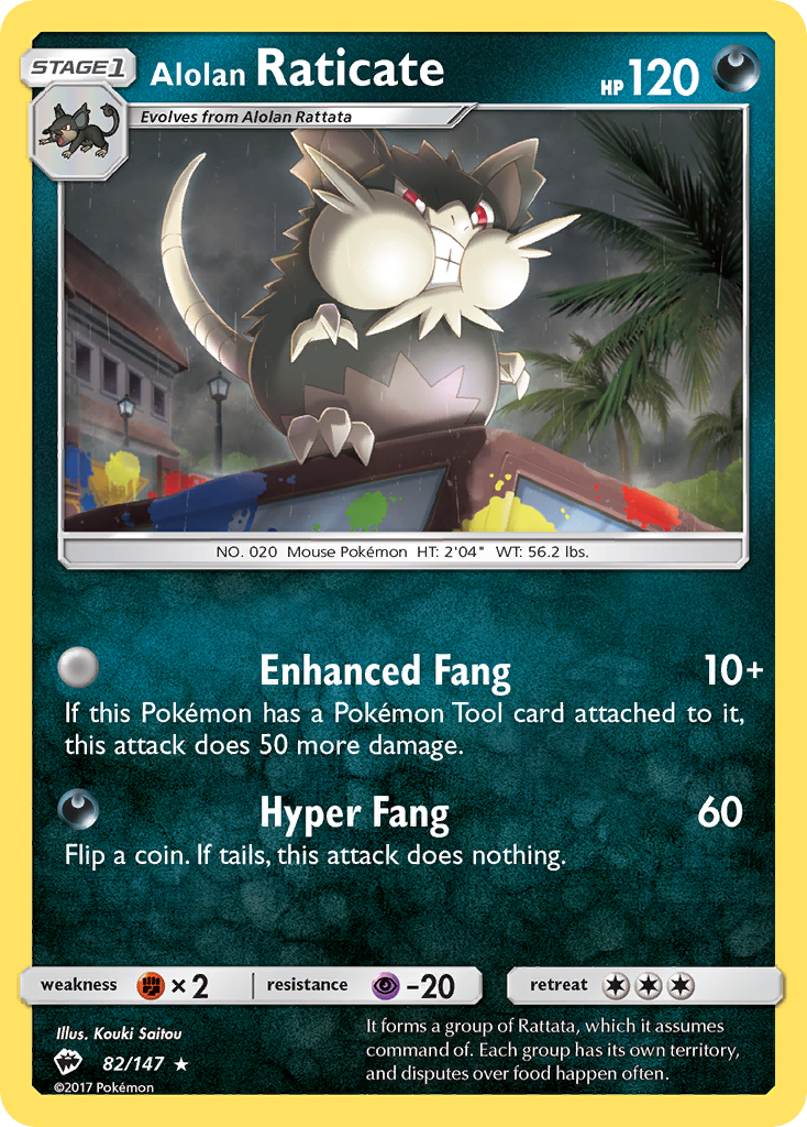 Rare sm3-82 non-holo – Pokémon Alolan Raticate - 82/147 - Rare [sm3-82] [Non-Holo] - Alolan Raticate - 82/147 - Rare