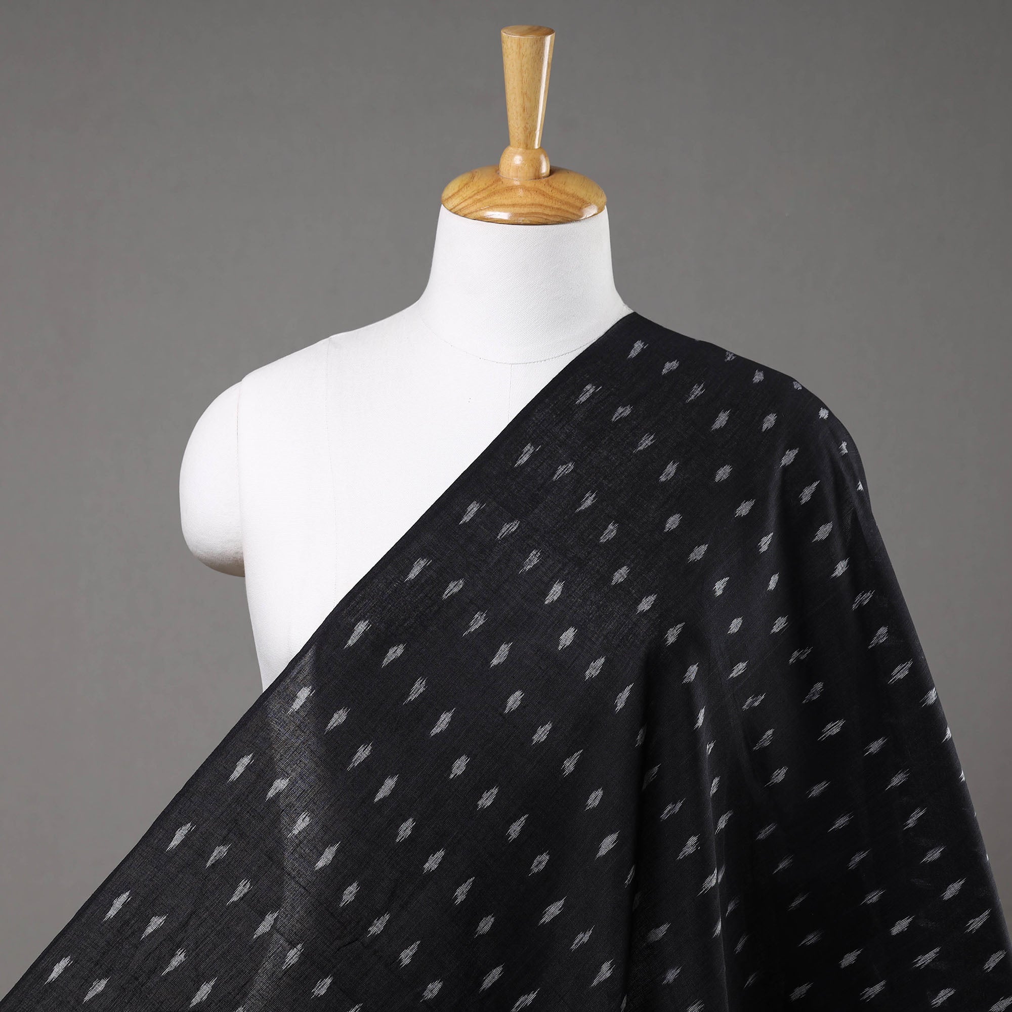ASHOKA ASSEMBLE - CELEBRATING CRAFTS OF ODISHA Black - Sambalpuri Ikat Weave Handloom Cotton Fabric 08
