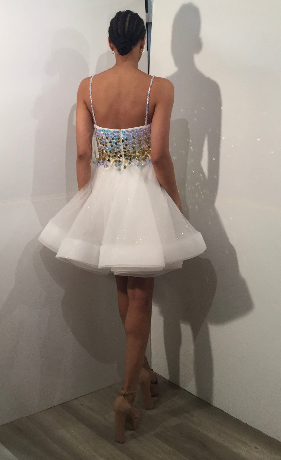 Beaded Short Sleeveless A-line Dress by Jovani 40516 - view 5