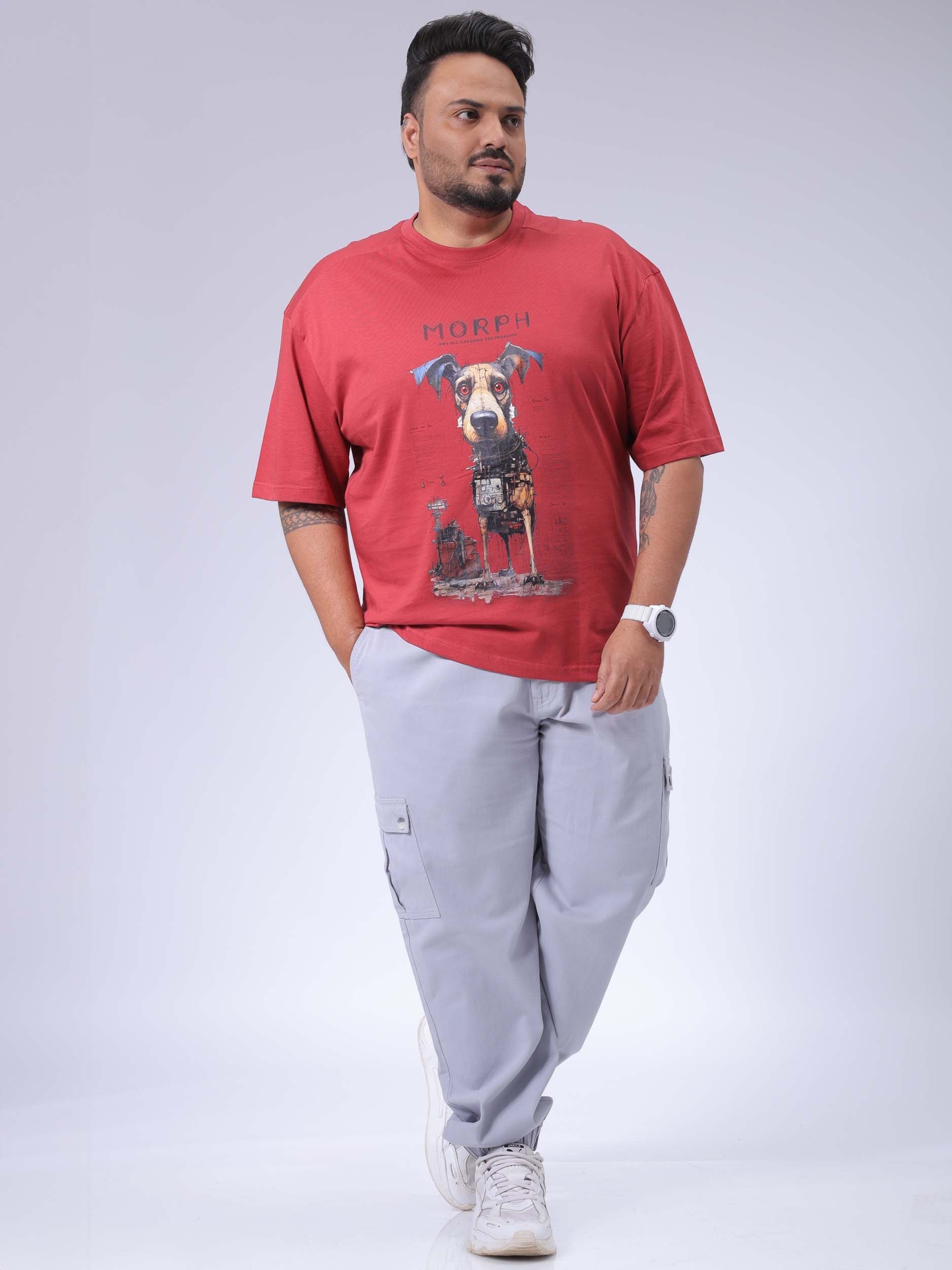 HARDSODA Men's Plus Size Red Relaxed Fit Printed T-Shirt - view 2