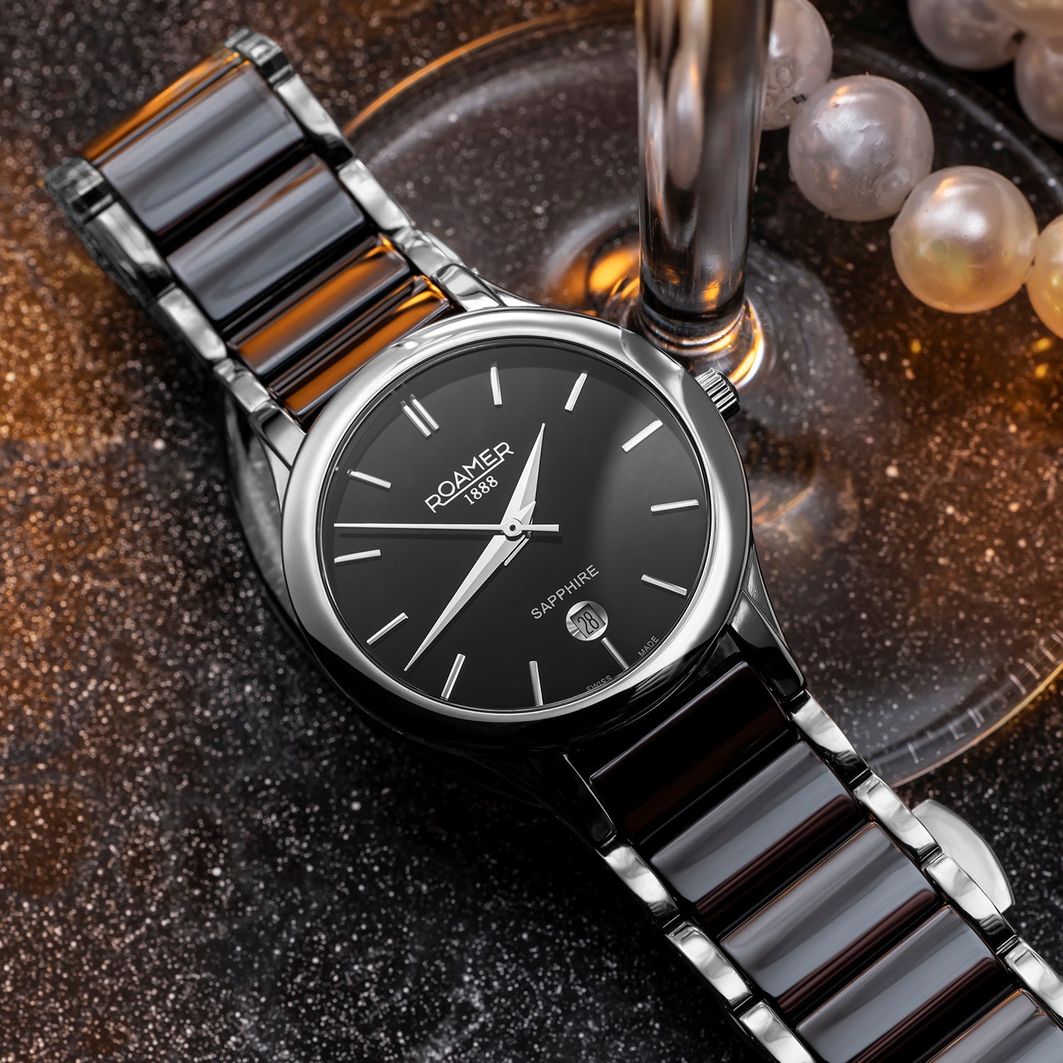 Roamer C-Line Women Quartz Black Dial Analog Ceramic Watch 657844 41 55 60 - view 4