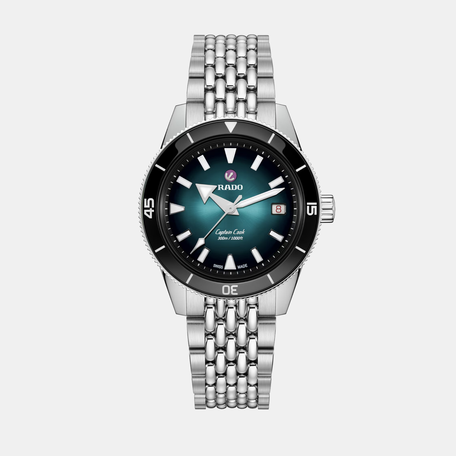 Rado Captain Cook Men Automatic Turquoise Dial Analog Stainless Steel Watch R32223213