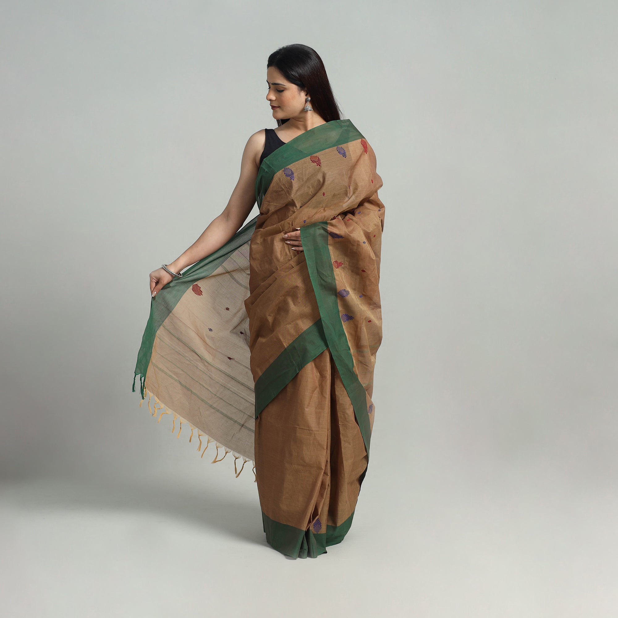 SOUTH KARGHA Brown - Cotton Thread Buti Dharwad Saree 05 - view 2