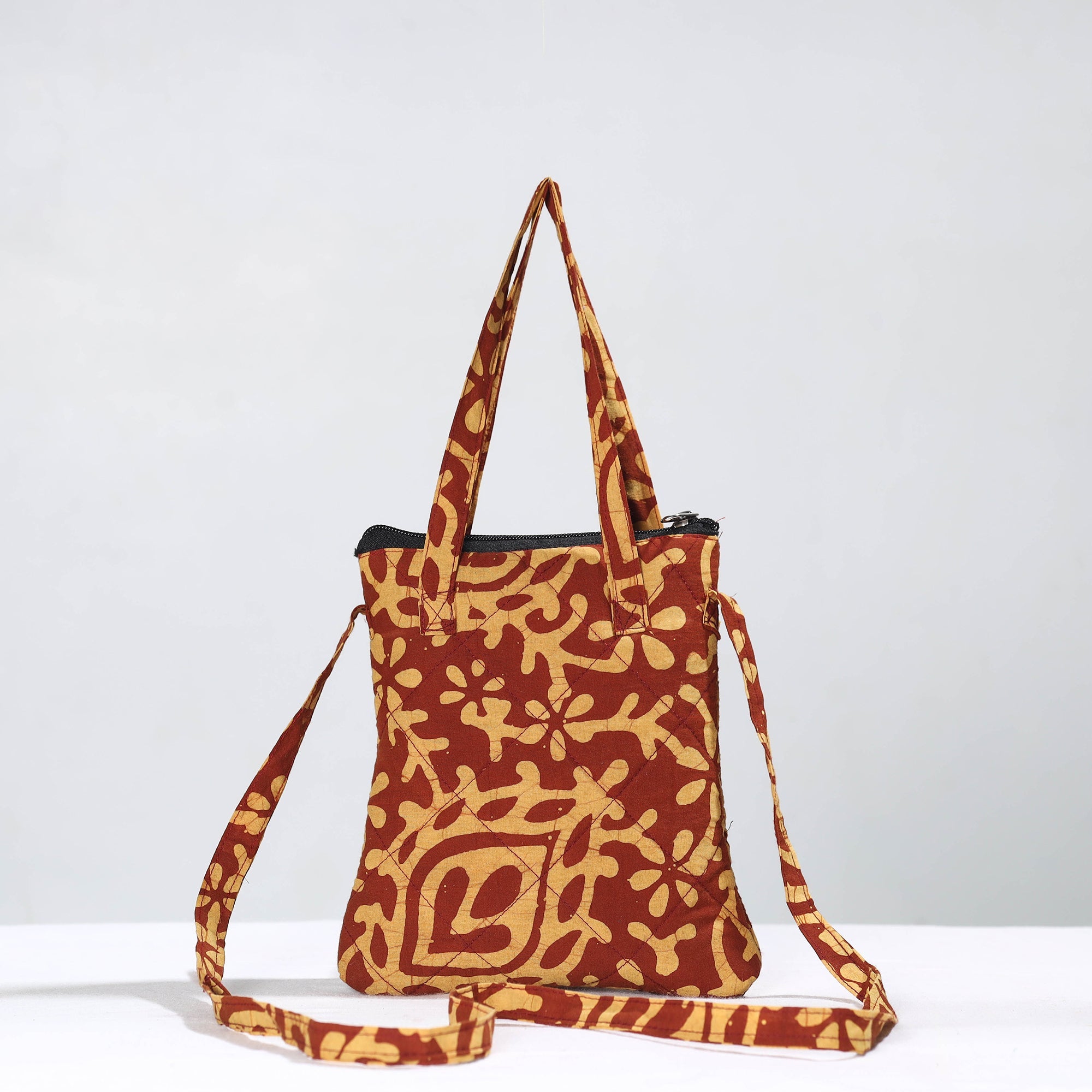 NOORI BAZAR Brown - Hand Batik Printed Quilted Cotton Sling Bag 28 - view 2