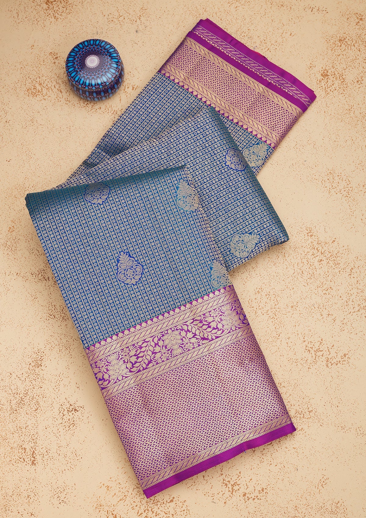 Koskii Royal Blue Zariwork Pure Silk Saree – Women's