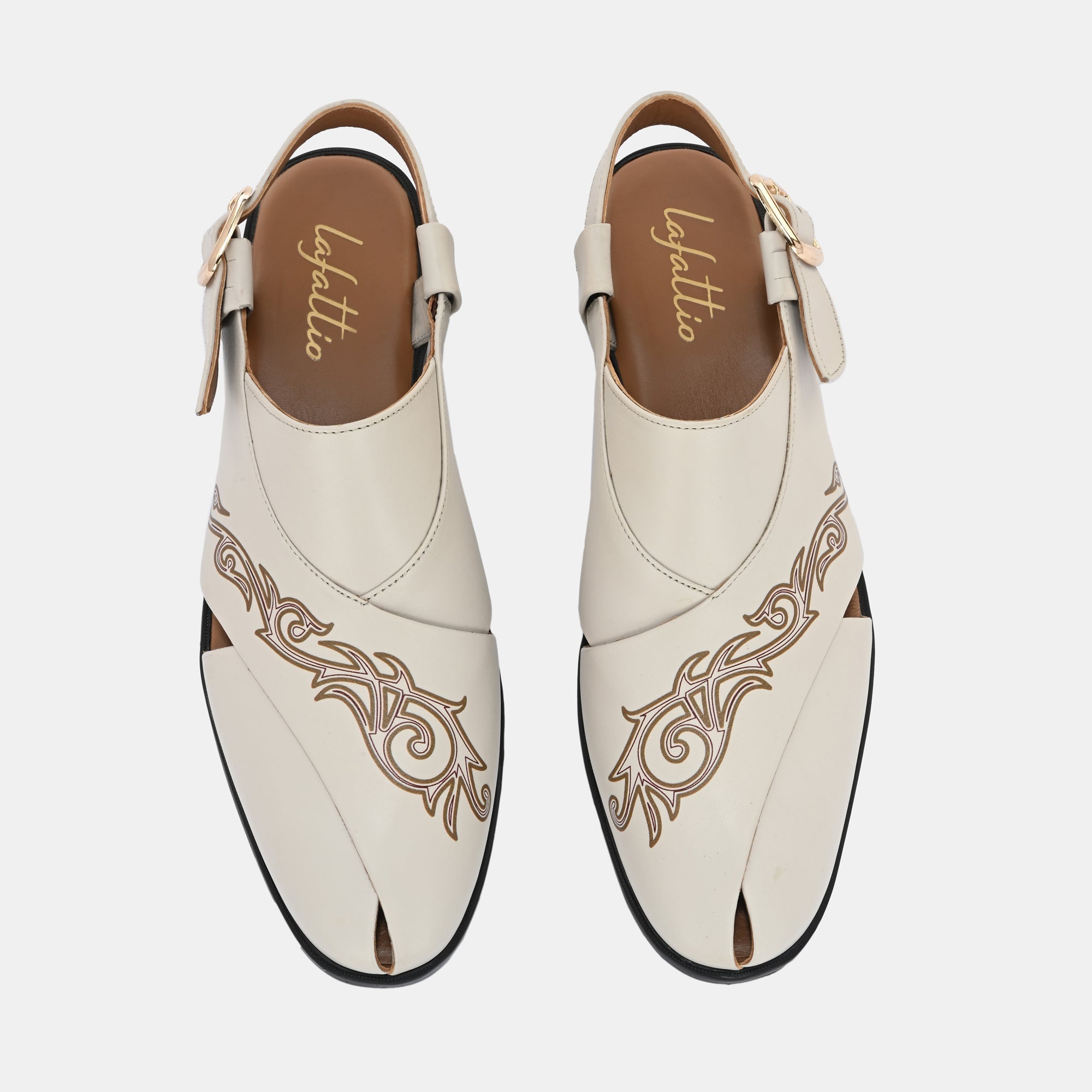 Handpainted Peshawari Sandals by Lafattio – White - view 11