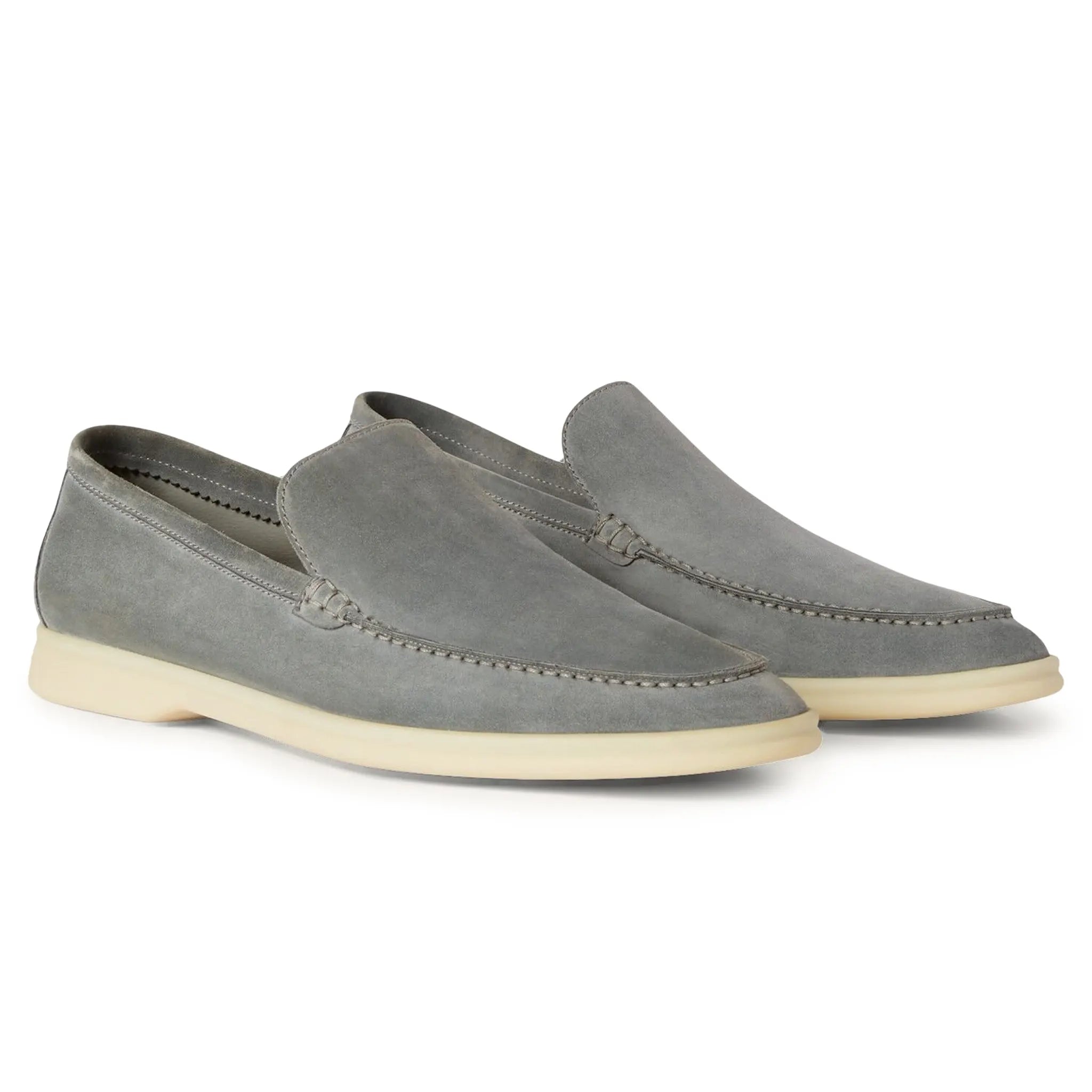 Loro Piana Summer Walk Suede Gull Grey Loafers - view 2