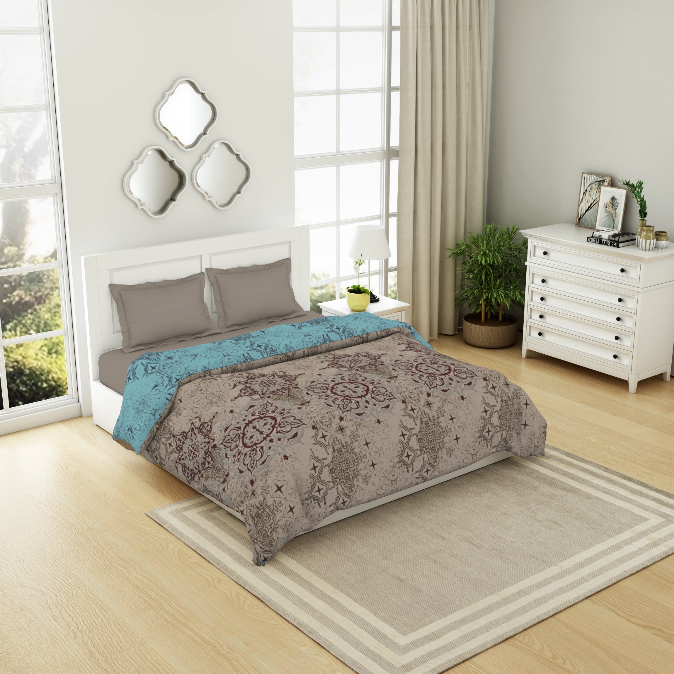 Spaces India Floral White Alyssum - Cream 100% Cotton Shell Double Quilt / AC Comforter - Patterna By Spaces - view 2