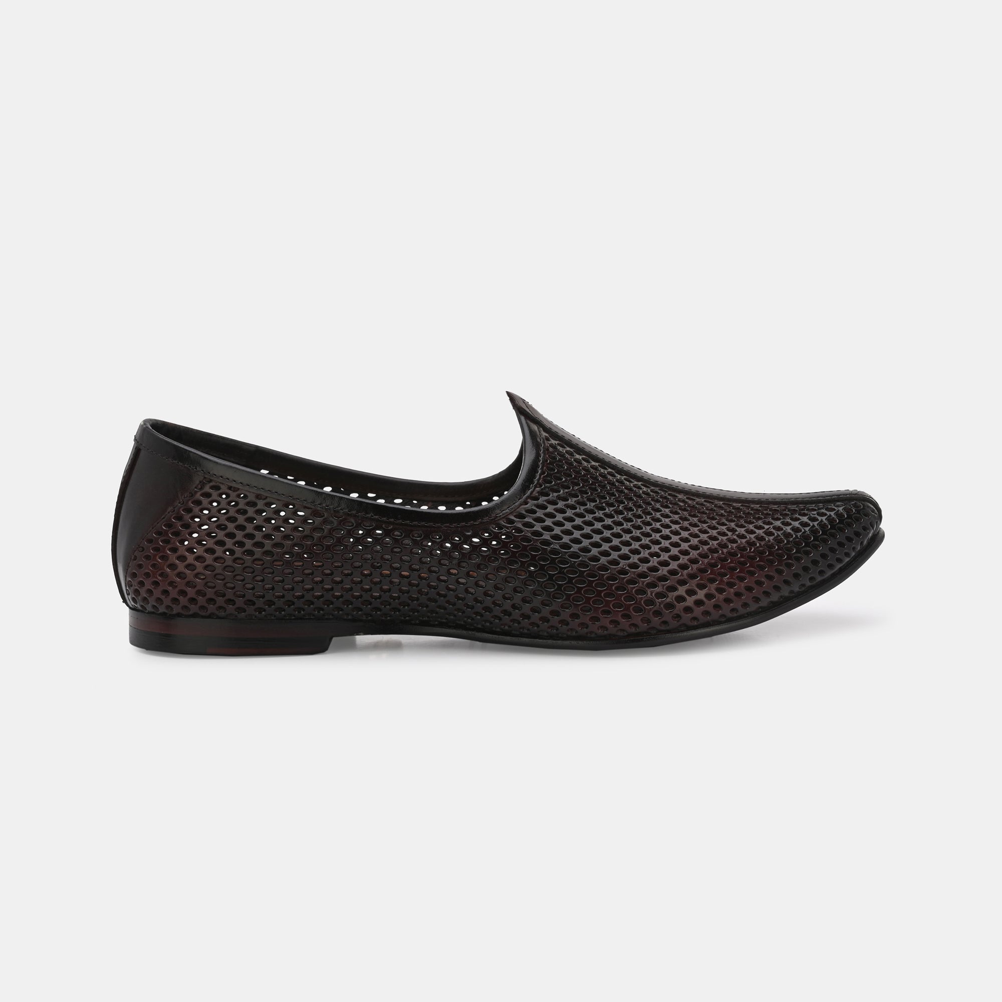 Brown Perforated Ethnic Jooti by Lafattio - view 7