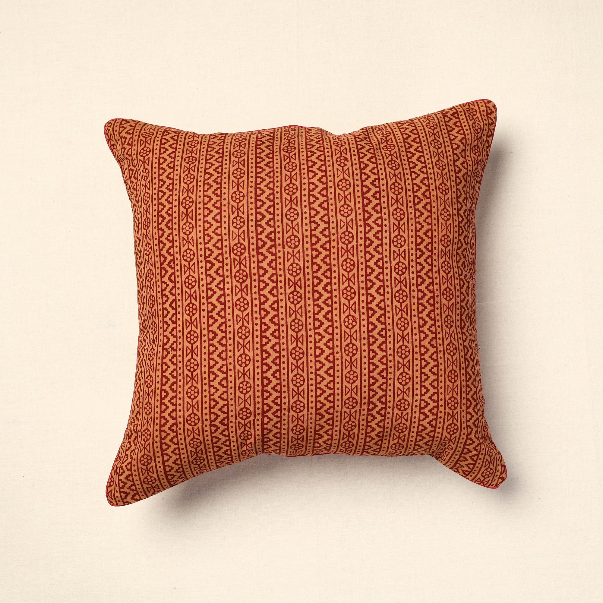 NOORI BAZAR Brown - Bagh Block Printed Cotton Cushion Cover (16 x 16 in) 14