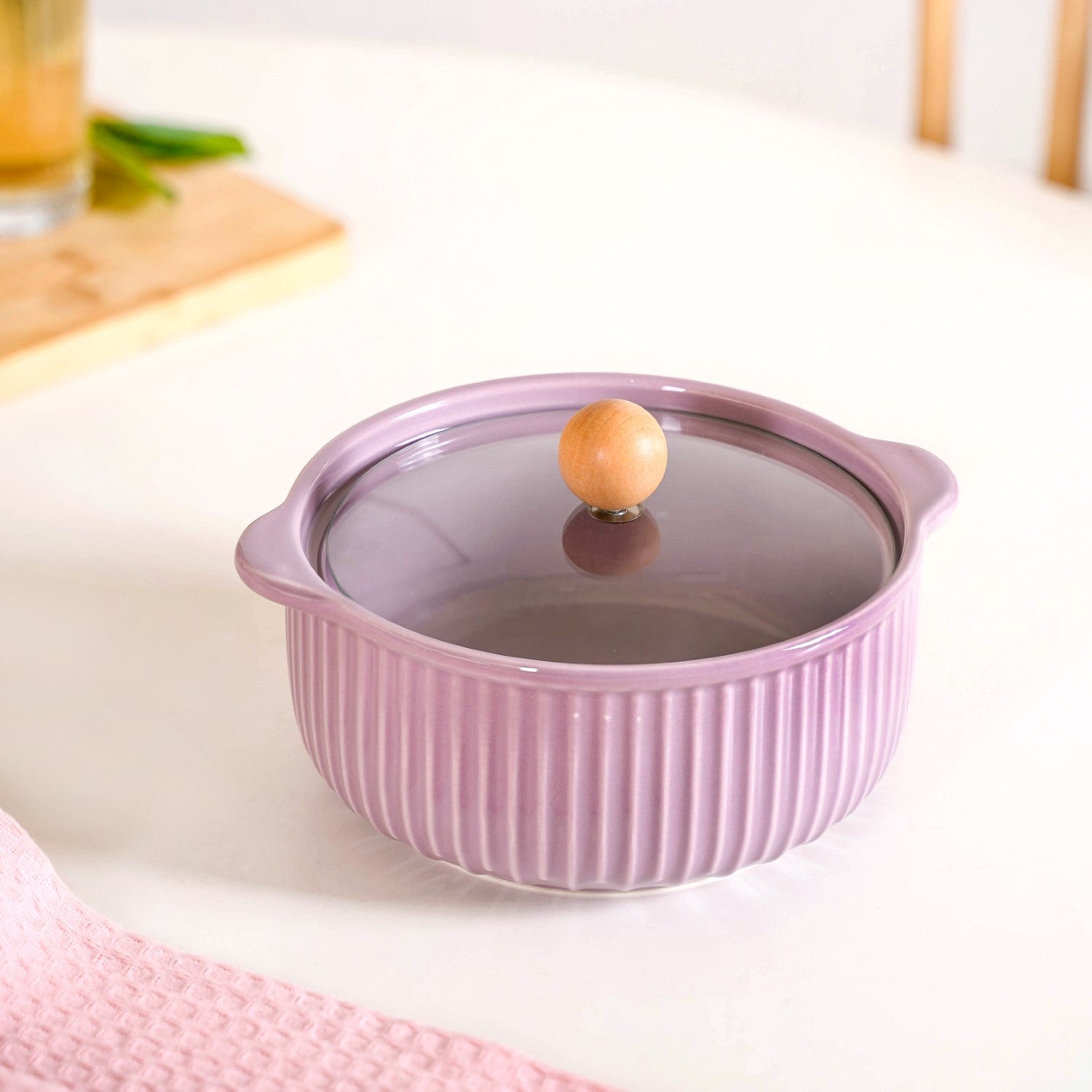 Nestasia Ribbed Multifunctional Serving Bowl With Lid 950ml