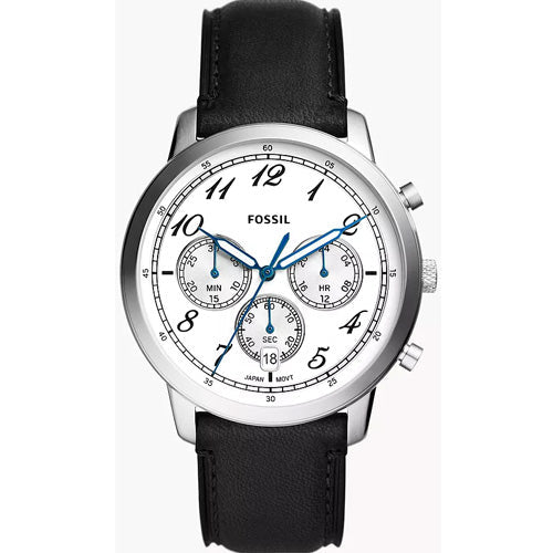 Fossil Neutra White Dial & Black Strap 44 MM Watch for Men