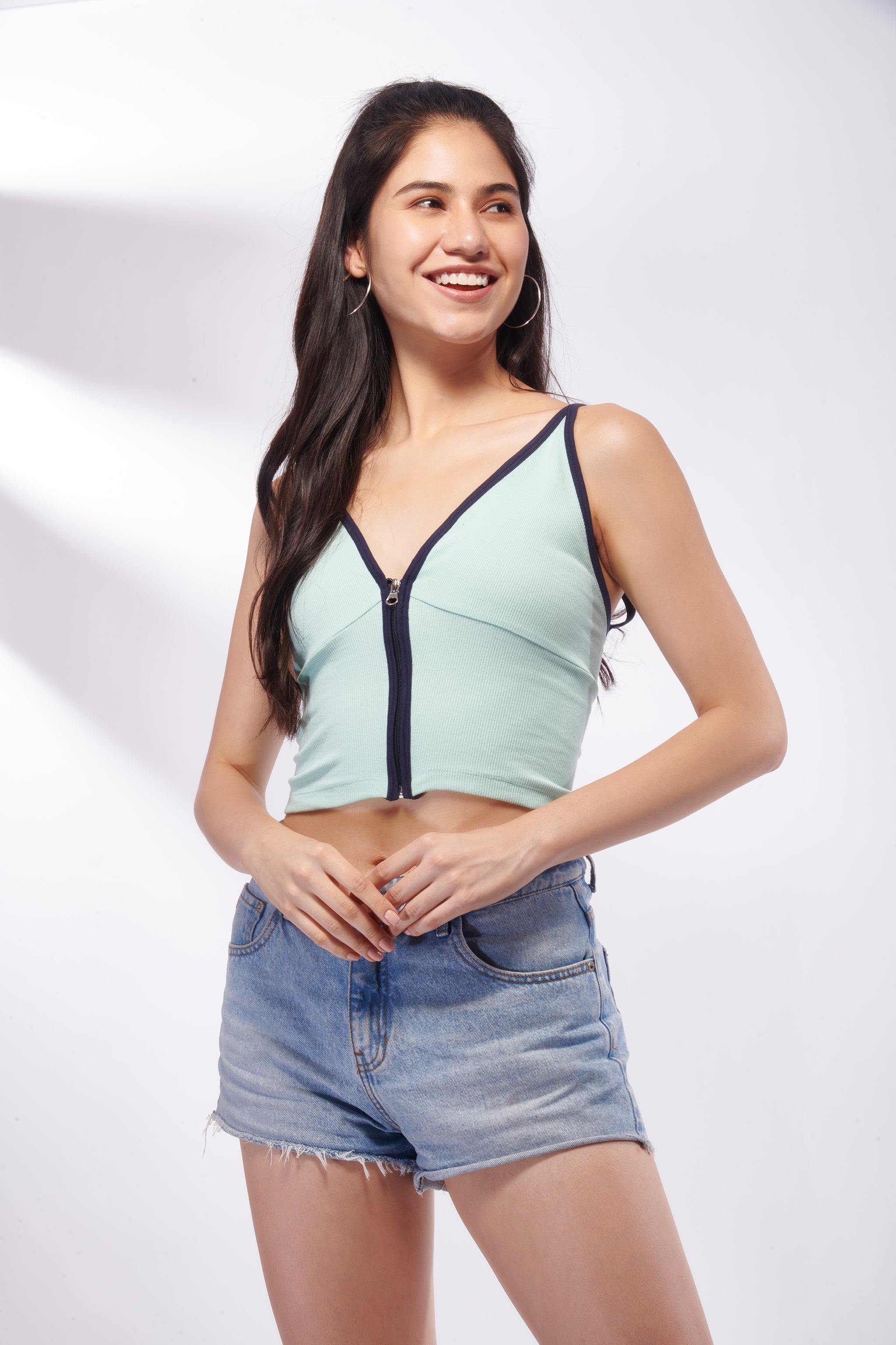 VSCO Zip front Strappy Camisole – Mint