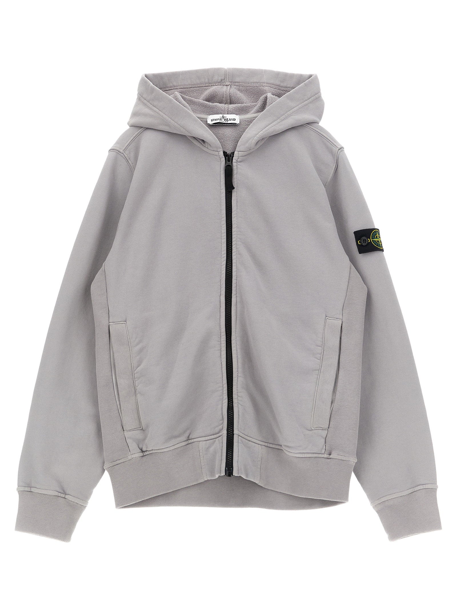 Stone Island Junior Badge Logo Hoodie – 100% cotton