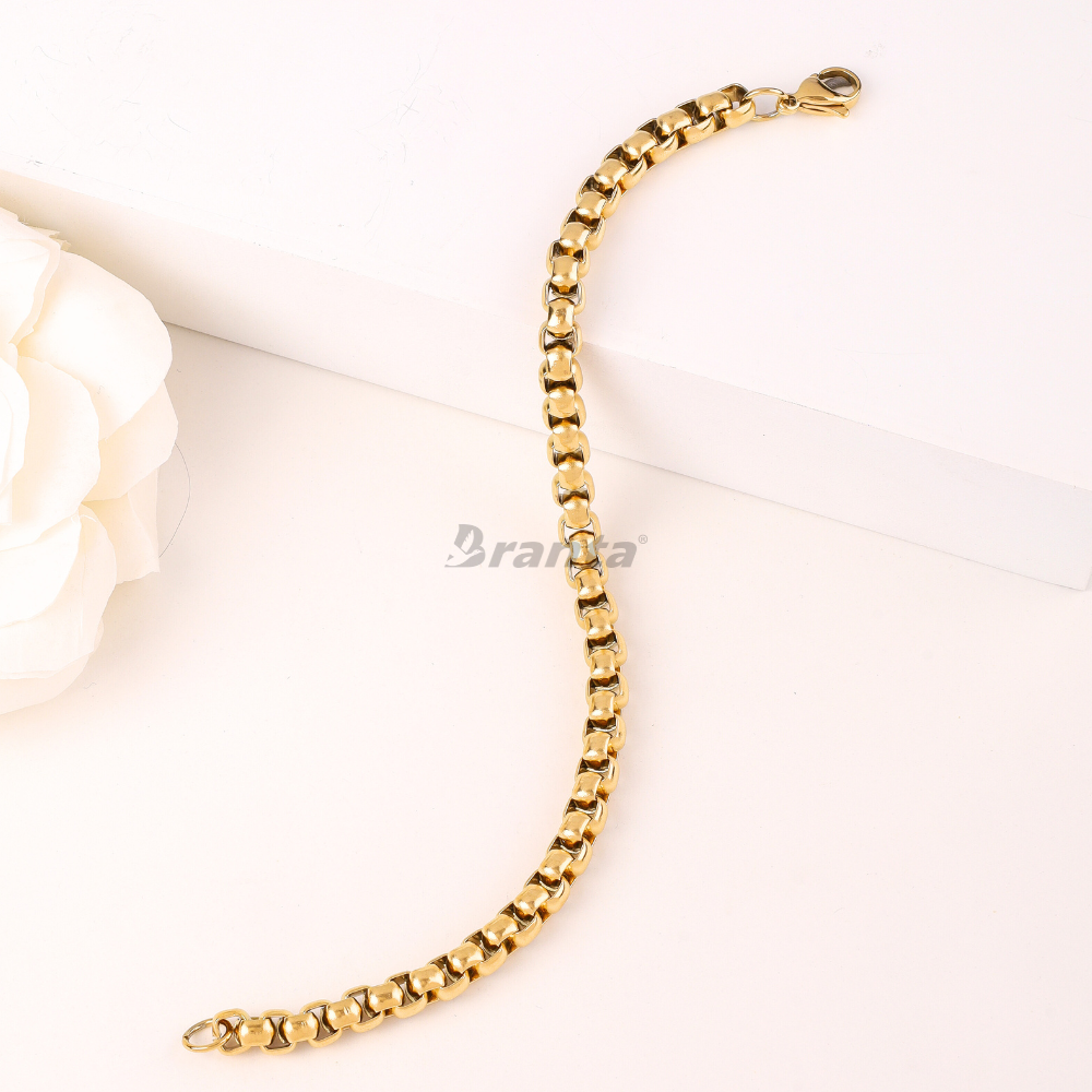 brantashop Filled Box Gold Plated Bracelet for Men (8 Inch)