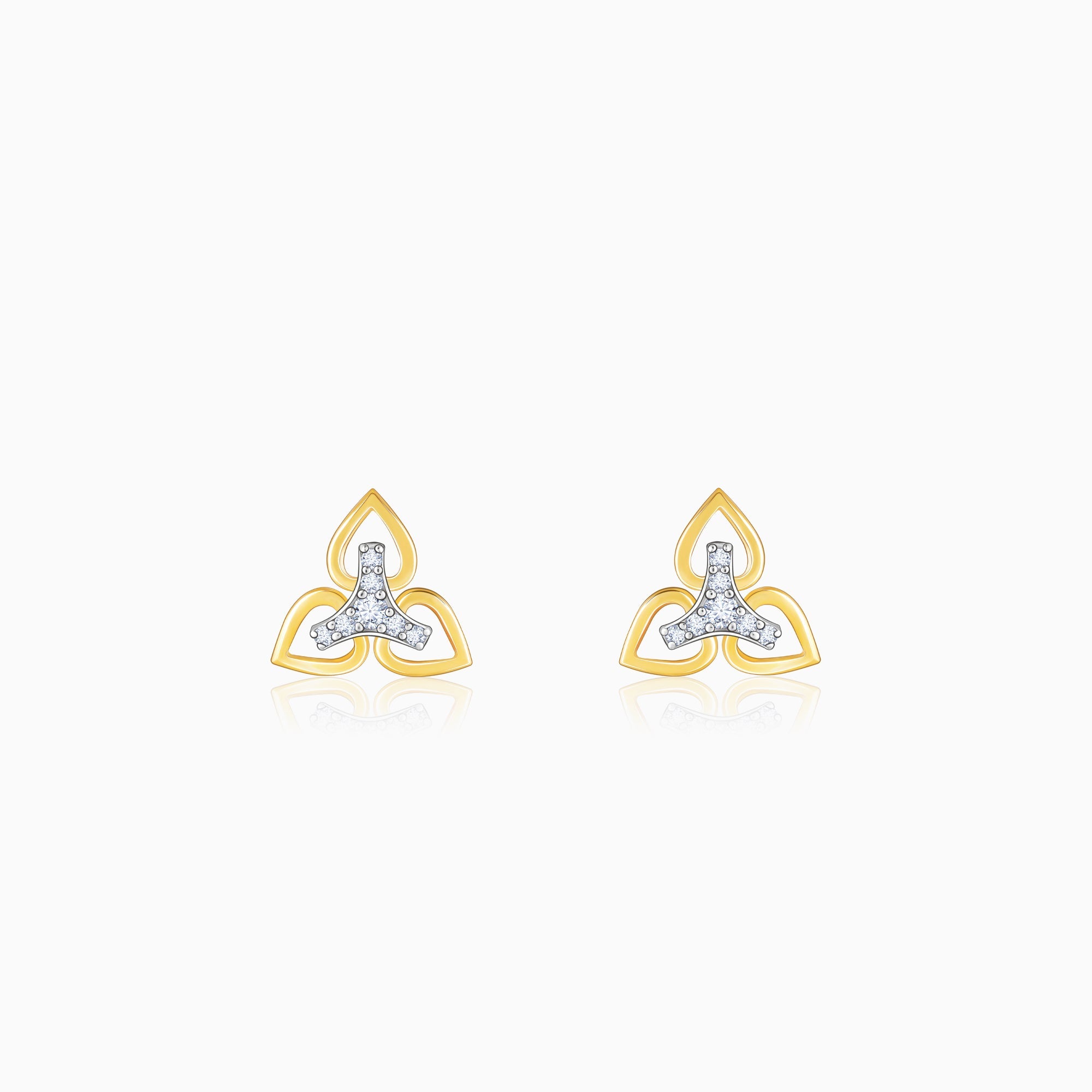 GIVA Jewellery Gold Triple Floret Diamond Earrings