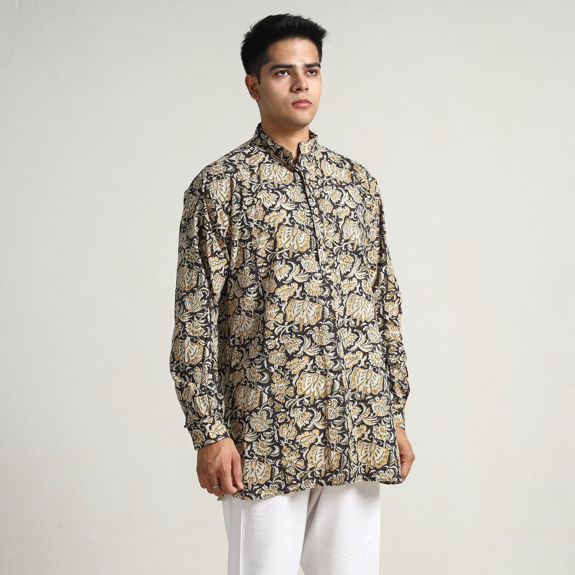 ITOKRI CASUALS Black - Bagru Block Printed Cotton Men Short Kurta 13 - view 3