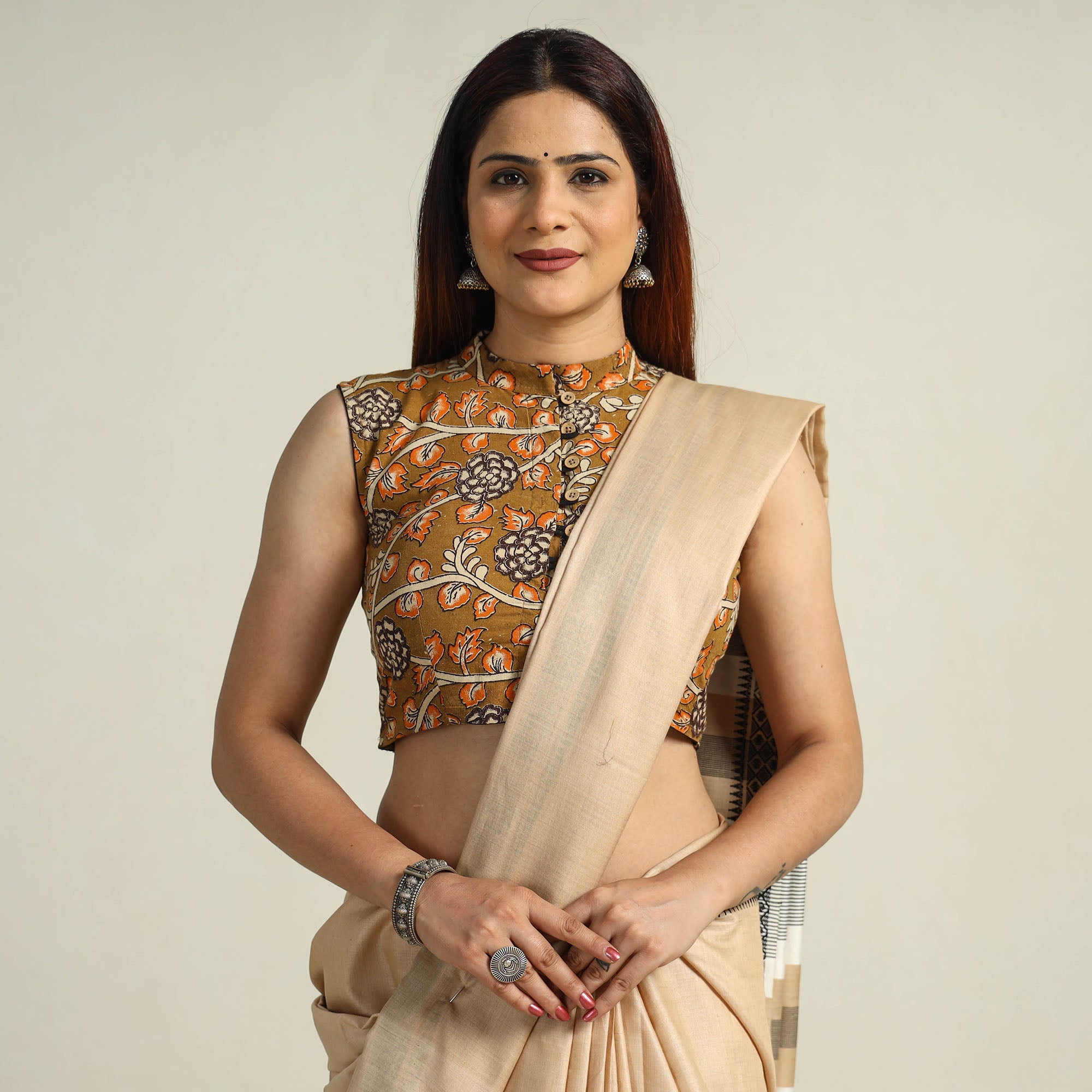 ITOKRI CASUALS Brown - Kalamkari Printed Cotton Stitched Blouse 01