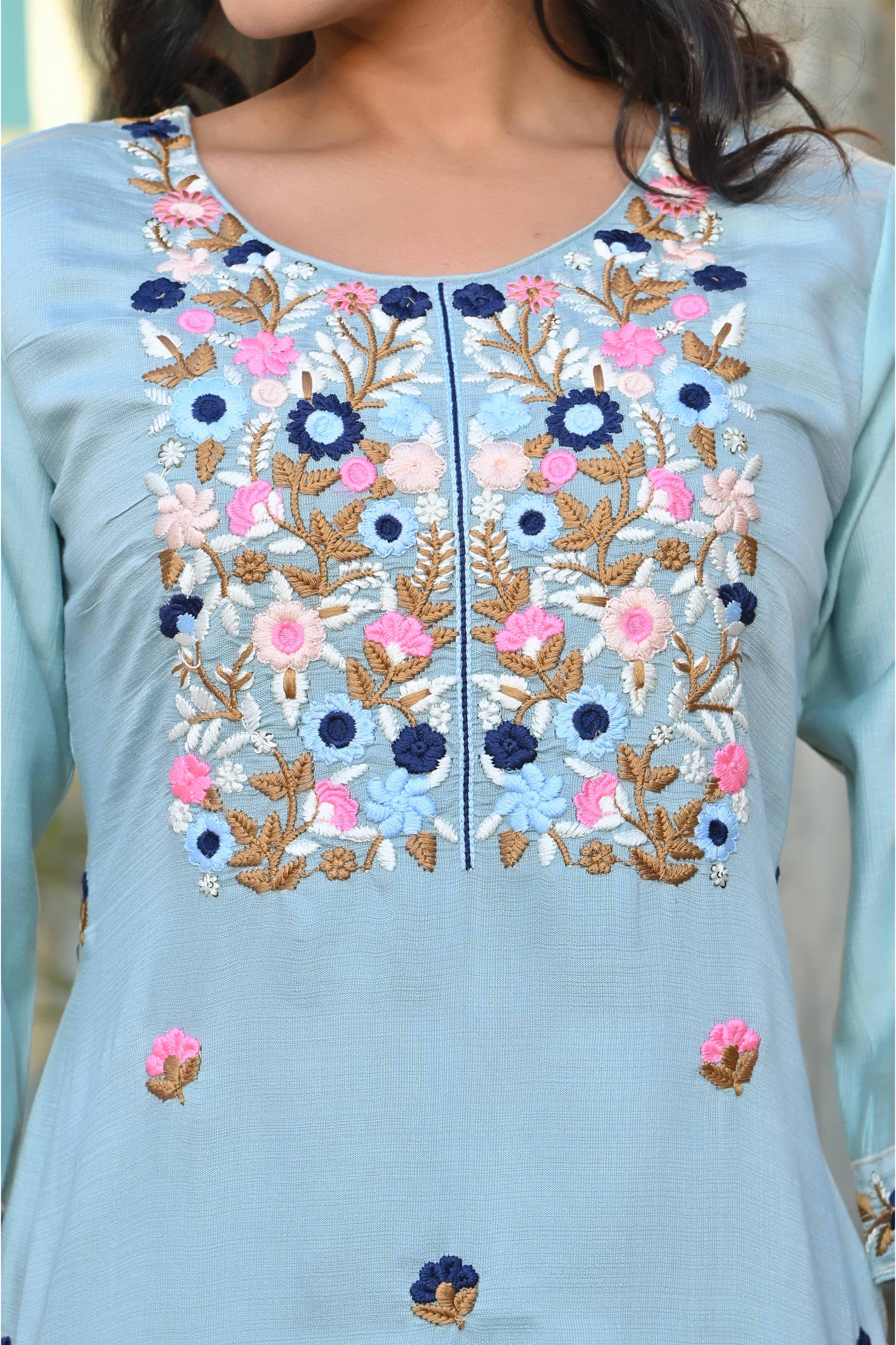 Peachmode Seller Grey Sequins Embroidered Viscose Salwar Suit - view 2