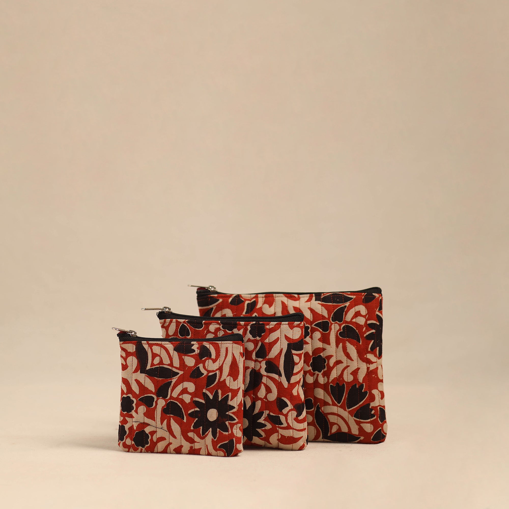 NOORI BAZAR Handmade Cotton Utility Pouches (Set of 3) 33