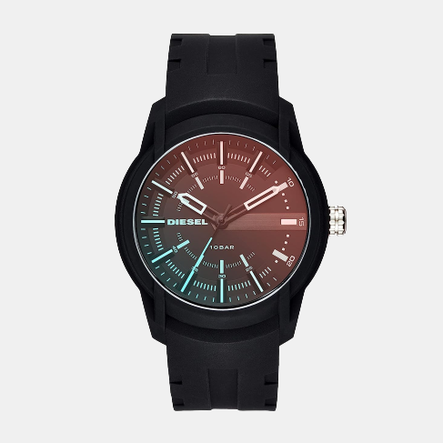 Diesel Armbar Silicone Men Quartz Brown Dial Analog Silicone Watch DZ1819