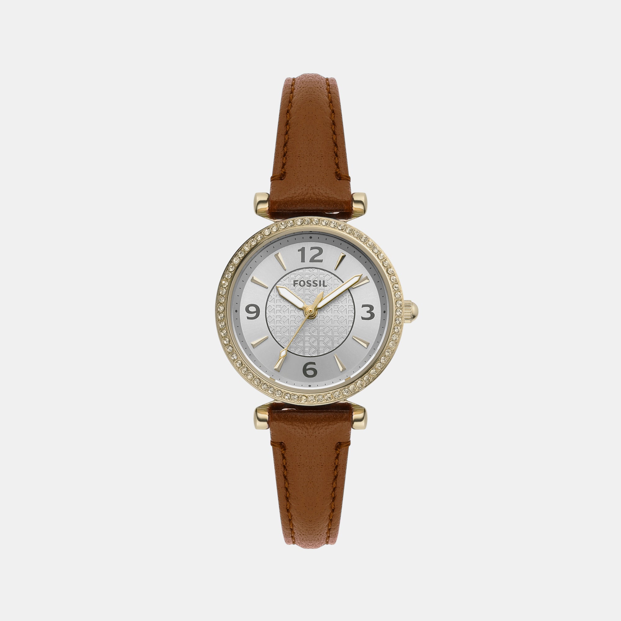 Fossil Carlie Women Quartz Silver Dial Analog Leather Watch ES5297
