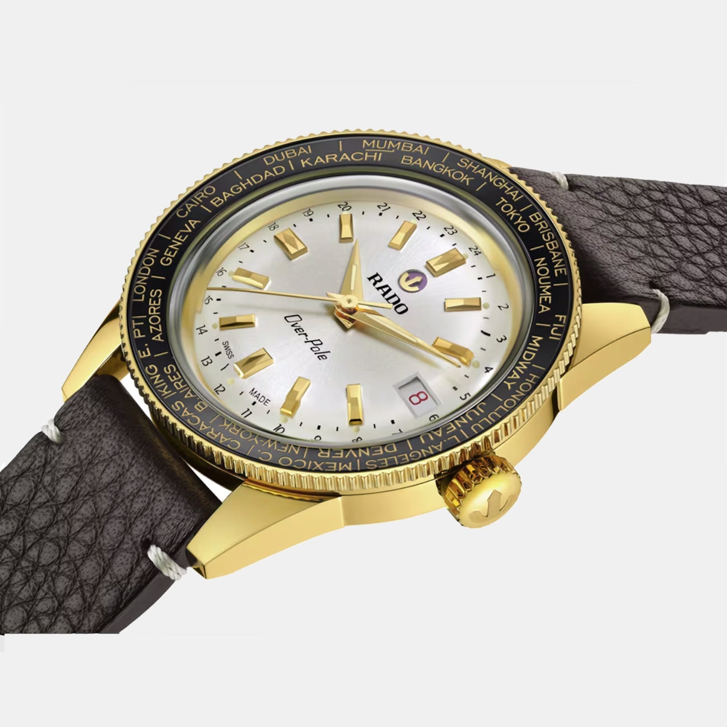 Captain Cook Over-Pole Rado Men Automatic Silver Dial Analog Leather Watch R32193018 - view 2