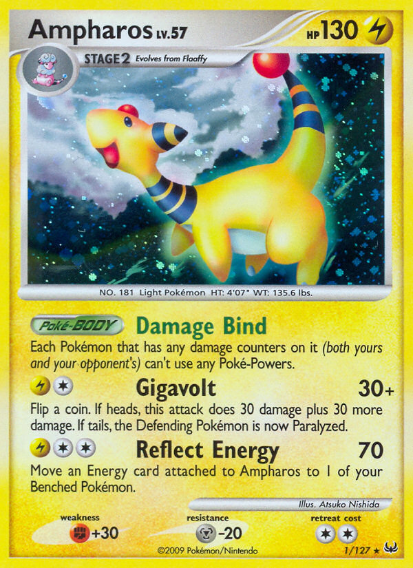 Rare holo pl1-1 – Pokémon Ampharos - 1/127 - Rare Holo [pl1-1] [Reverse Holo] - Ampharos - 1/127 - Rare Holo