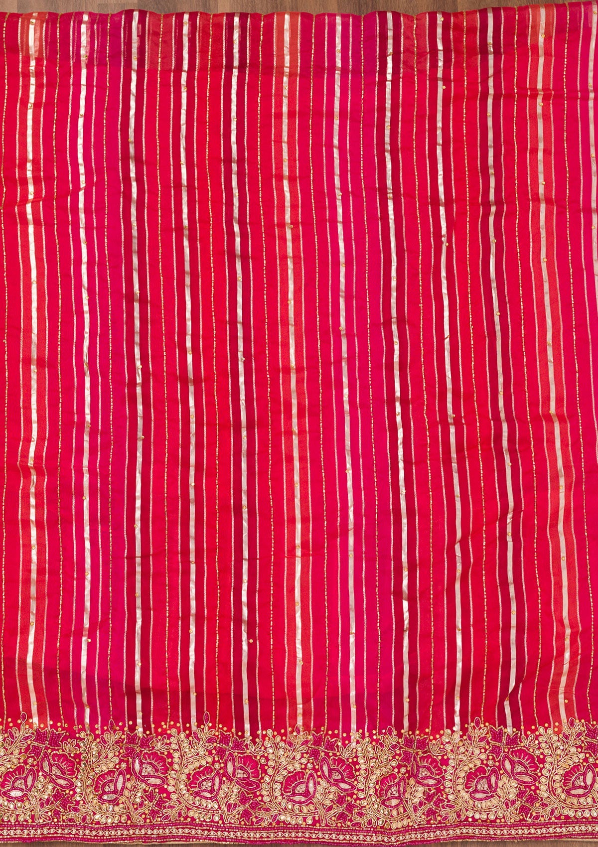 Koskii Rani Pink Zariwork Semi Crepe Unstitched Salwar Suit - view 4
